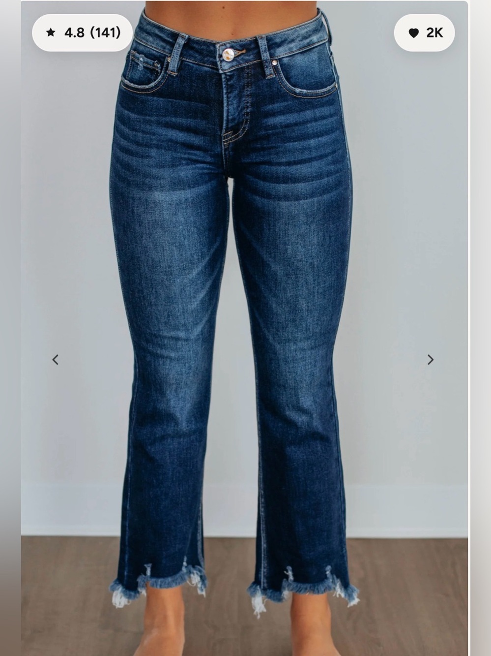 Risen midrise Dark Wash Frayed Hem